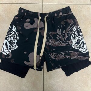 Darc Sport Compression Shorts Small Black Wolves Graphic Bodybuilding Workout